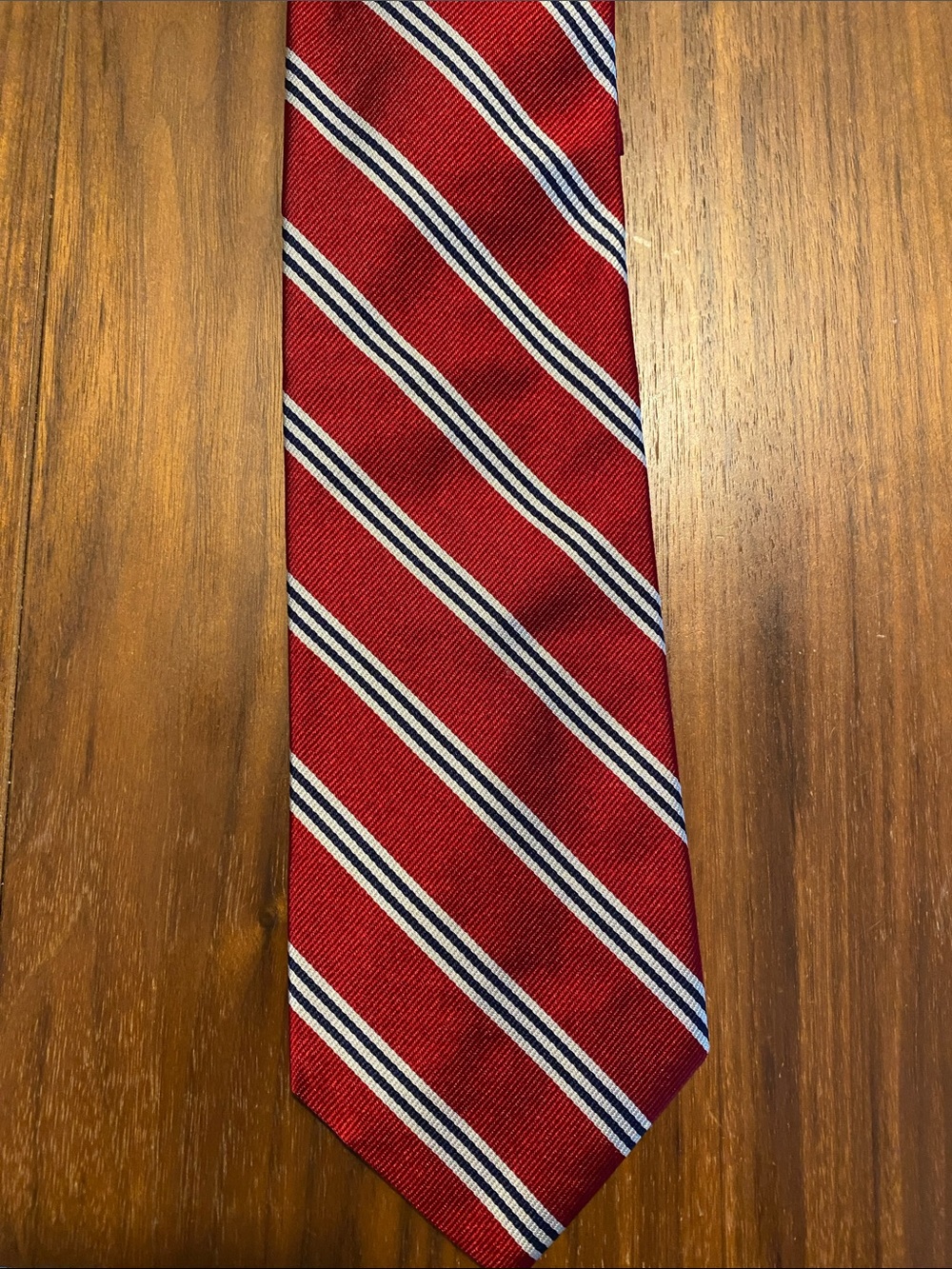 Brooks Brothers Red Tie with White and Navy Stripes